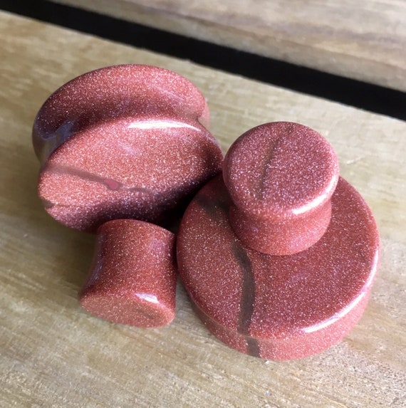 PAIR of Gold Sandstone Organic Stone Plugs Gauges up to 38mm available!