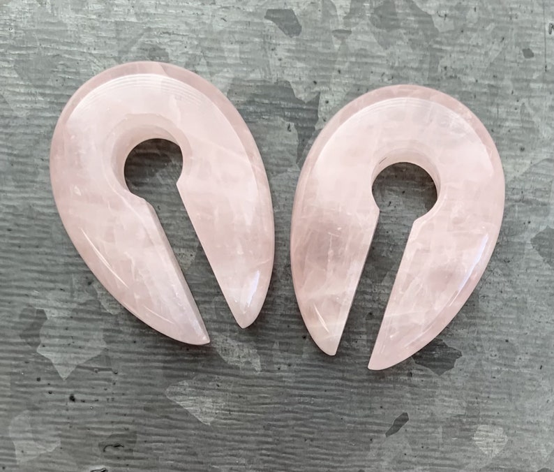 Clear Quartz Ear Weights – Stone Keyhole Hanger Plugs For Gauged Ears (Pair)