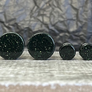 PAIR of Stunning Green Goldstone Stone Sandstone Plugs/Tunnels - Gauges 4g (5mm) up to 13/16" (20mm) available!