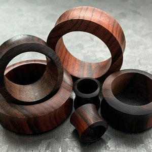 PAIR of Unique Organic Sono Wood Tunnels/Plugs - Gauges 2g (6mm) up to 1&1/2&quot; (38mm) available!