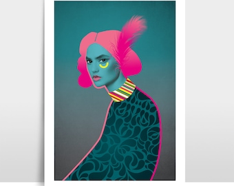 A3 Print / Illustratie "Neon Charly"
