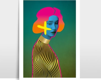 A4 Print / Illustratie "Neon Goldie"