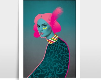 A4 Print / Illustration "Neon Charly"