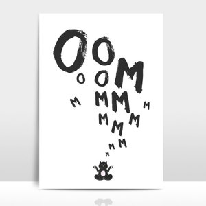 Impresión OOOMMMM Póster, mural, imagen, impresión, impresión artística, decoración, ilustración, regalo, tipografía, yoga, atención plena, divertido, meditación, gato
