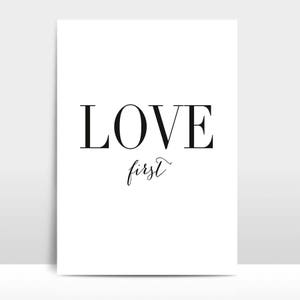 Impresión AMOR PRIMERO Póster, mural, imagen, impresión, impresión artística, decoración, regalo, minimalista, atención plena, amor, tipografía, boda