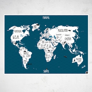 A1 Poster &quot;World map&quot; blue