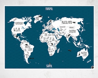 A1 Poster "World map" blue