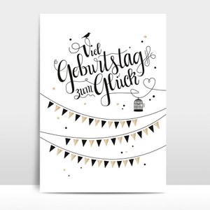 A4 Typo Print / Illustration Viel Geburtstag zum Glück Bild 1