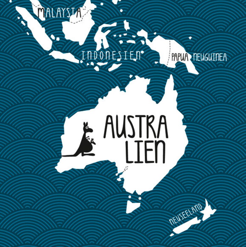 A1 Poster World map blue image 3