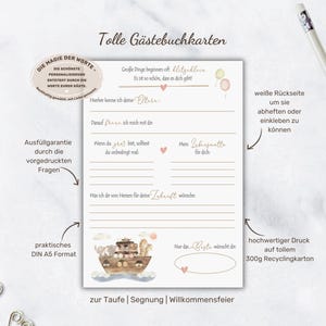 Gästebuchkarten zur Taufe | Segnung | Namensfeier | Willkommensfeier | Geschek zur Taufe | Ausfüllkarten Gäste | Alternative zum Gästebuch