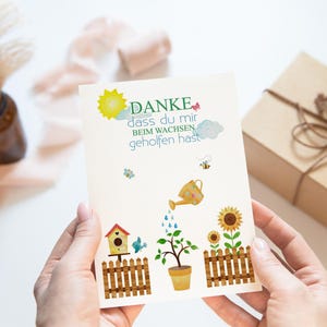 Karte Erzieher/in |  Abschied Kindergarten | Abschiedskarte Erzieherin | Abschiedsgeschenk Erzieherin | Karte Tagesmutter | Wachsen geholfen