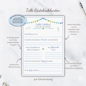 Gästebuchkarten zur Einschulung | Schulstart | Ausfüllkarten Gäste | Geschek zur Einschulung | Alternative Gästebuch | Idee zur Einschulung