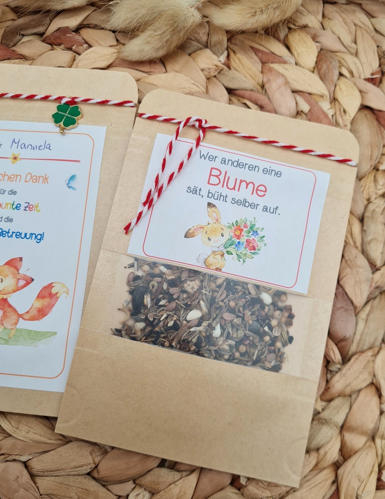 Geschenk für Erzieher / Erzieherin / Tagesmutter, Geschenk Kindergartenabschied, Kugelschreiber mit Namen, Blumensamengschenk Karte Erzieher Bild 4