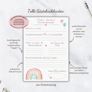 Gästebuchkarten zur Einschulung | Schulstart | Ausfüllkarten Gäste | Geschek zur Einschulung | Alternative Gästebuch | Idee zur Einschulung