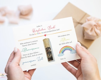 Sweet A6 card for kindergarten teachers, including flower seeds. Farewell gift for kindergarten teachers.