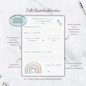 Gästebuchkarten zur Taufe | Segnung | Namensfeier | Willkommensfeier | Geschek zur Taufe | Ausfüllkarten Gäste | Alternative zum Gästebuch