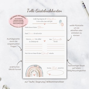 Gästebuchkarten zur Taufe | Segnung | Namensfeier | Willkommensfeier | Geschek zur Taufe | Ausfüllkarten Gäste | Alternative zum Gästebuch