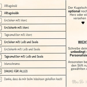 Geschenk für Erzieher / Erzieherin / Tagesmutter, Geschenk Kindergartenabschied, Kugelschreiber mit Namen, Blumensamengschenk Karte Erzieher Bild 10