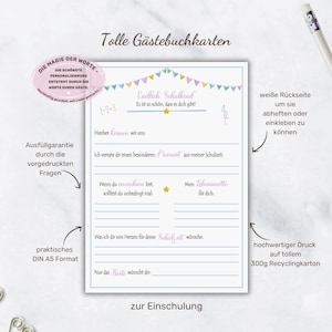 Gästebuchkarten zur Einschulung | Schulstart | Ausfüllkarten Gäste | Geschek zur Einschulung | Alternative Gästebuch | Idee zur Einschulung