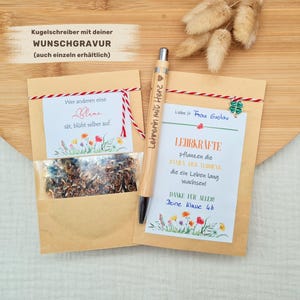 Geschenk für Lehrerin | Lehrer | Abschiedsgeschenk Lehrer| Blumensamengeschenk & Kugelschreiber + Wunschtext | Lehrer Geschenk