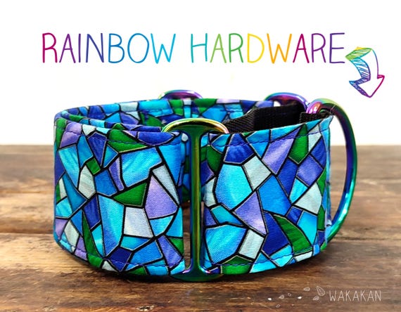 Martingale dog collar model Stained Glass. Adjustable and handmade with 100% cotton fabric. Cottagecore, mosaic . Wakakan
