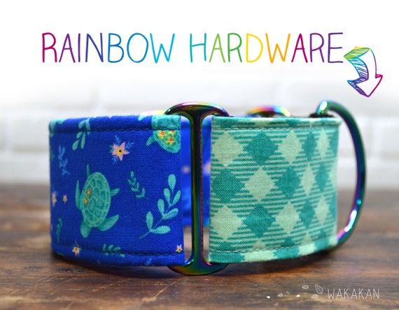 Martingale dog collar model Sea Turtles. Adjustable and handmade with 100% cotton fabric. Ocean, galapago, beach. Wakakan