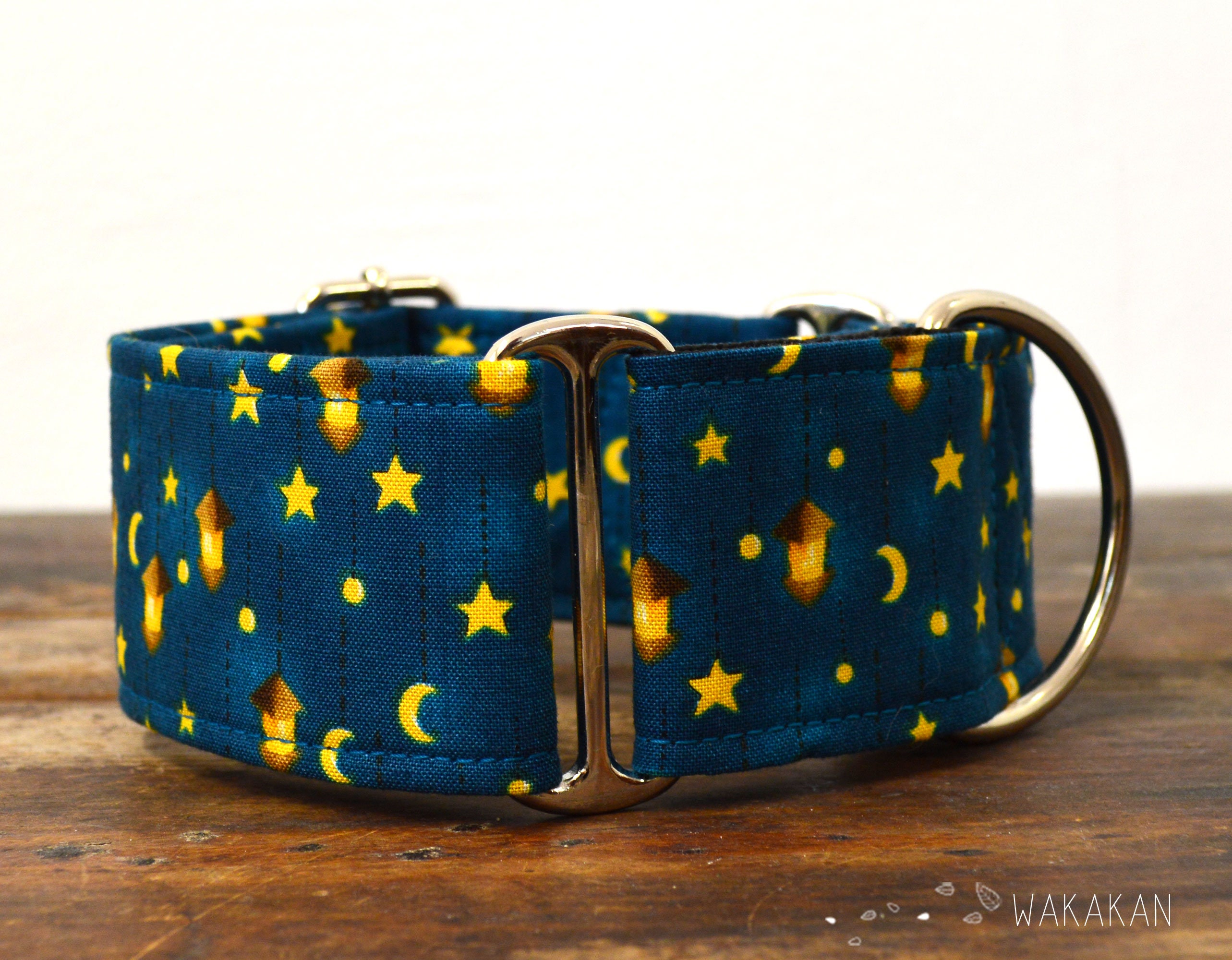Martingale dog collar model Starry Night. Adjustable and handmade with