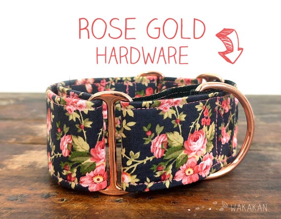 Martingale dog collar model Vintage Roses. Adjustable and handmade with 100% cotton fabric. Spring flowery design. Wakakan