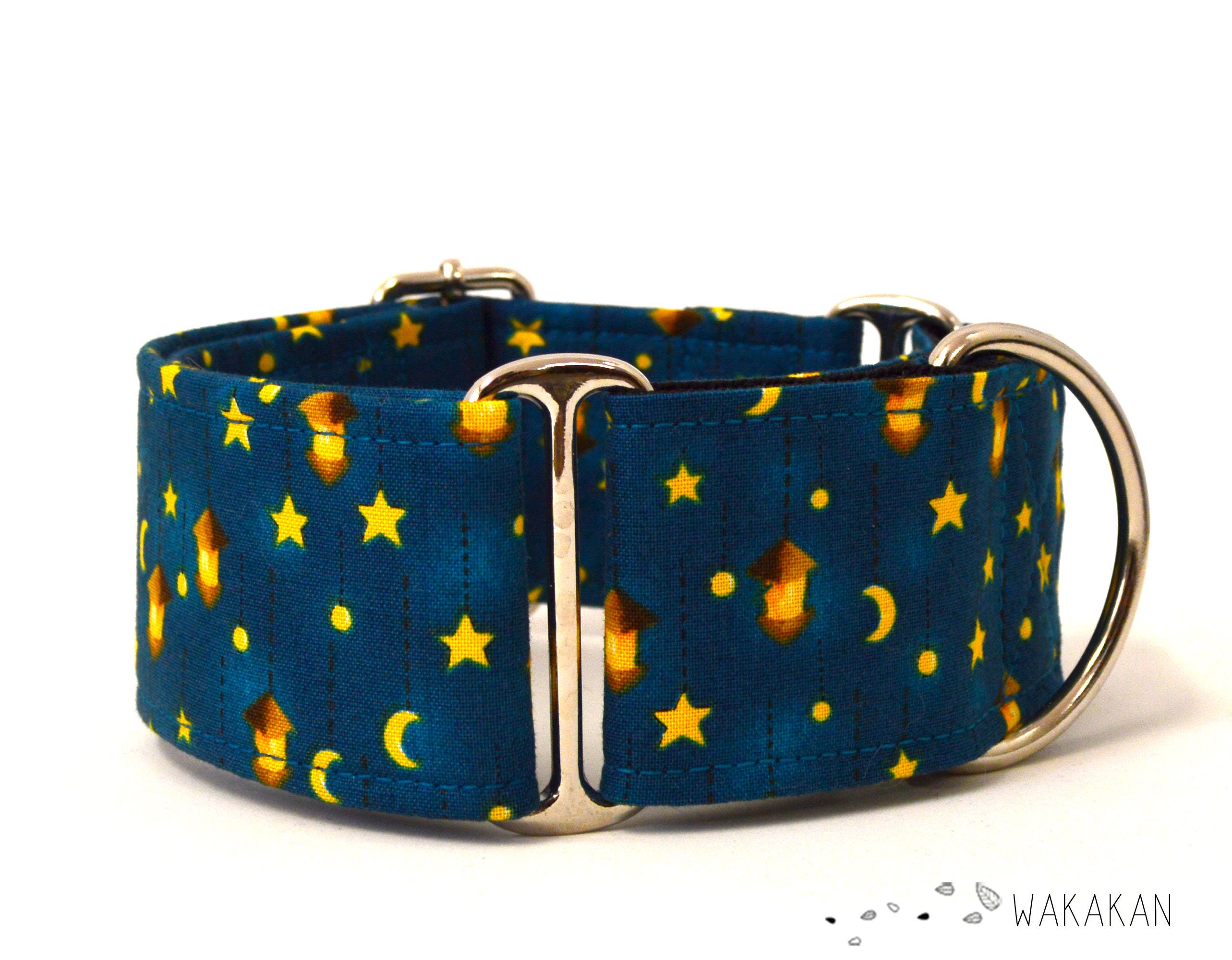 Martingale dog collar model Starry Night. Adjustable and handmade with