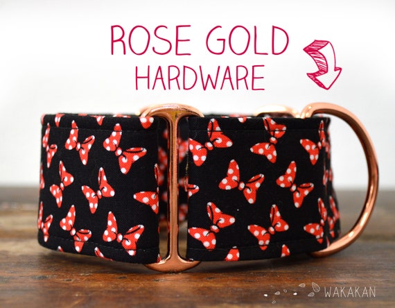 Martingale dog collar model Minnie Ribbons. Adjustable and handmade with 100% cotton fabric. Minnie Mouse Wakakan