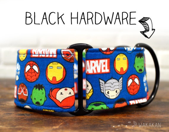 Martingale dog collar model Superheroes. Adjustable and handmade with 100% cotton fabric.  Wakakan