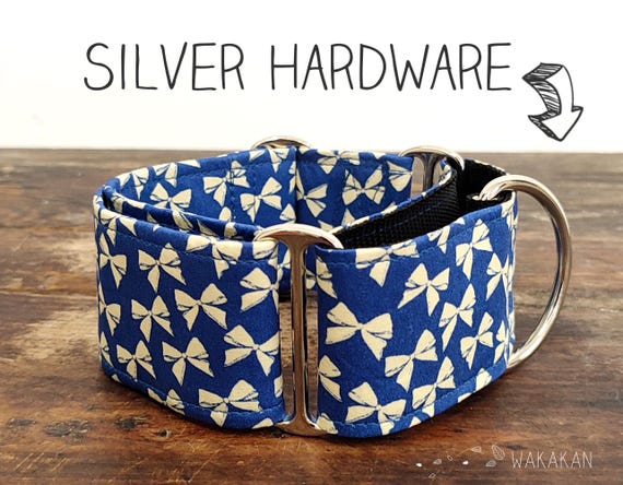 Martingale dog collar model Blue Ribbon. Adjustable and handmade with 100% cotton fabric. Cottagecore. Wakakan
