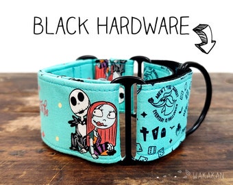 Martingale dog collar model Meant to Be. Adjustable and handmade with 100% cotton fabric. Nightmare, Jack. Wakakan