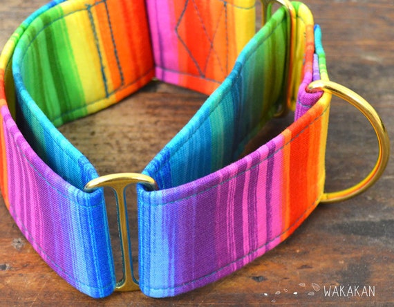 Martingale dog collar model Paint. Adjustable and handmade with 100% cotton fabric. Rainbow fabric. Wakakan