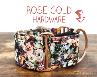 Martingale dog collar model Rose Bouquet. Adjustable and handmade with 100% cotton fabric. Vintage floral design Wakakan
