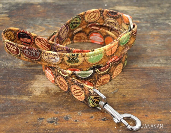 Leash for dog model Soda. Handmade with 100% cotton fabric and webbing. Two width available. Wakakan