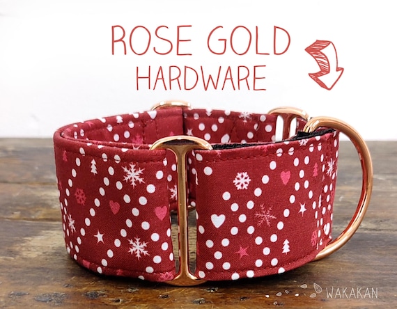 Martingale dog collar model Cozy Winter. Adjustable and handmade with 100% cotton fabric. Winter fabric, Xmas, snowflakes. Wakakan