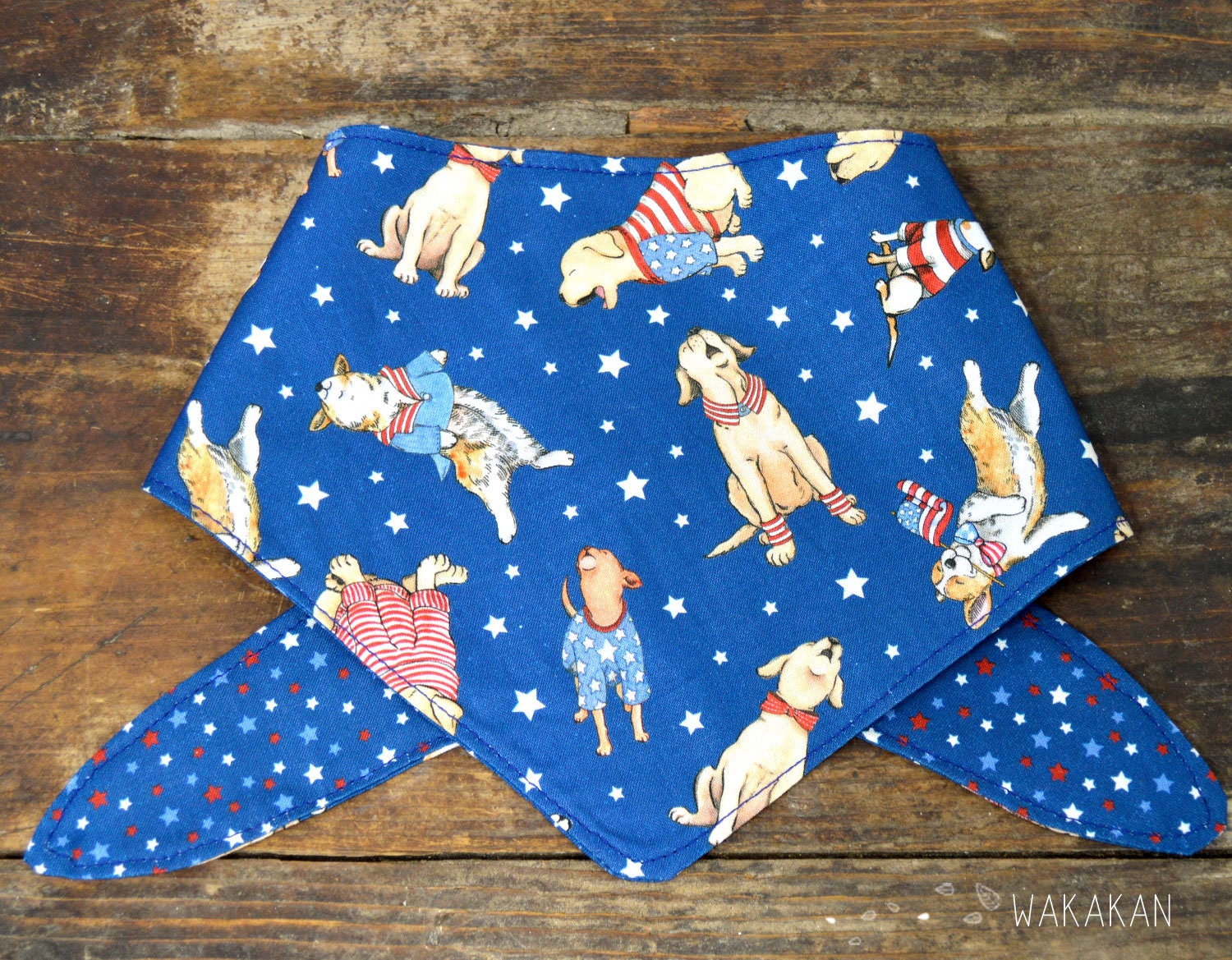 Tieon Reversible Dog Bandana Model 4th of July. Handmade With Etsy