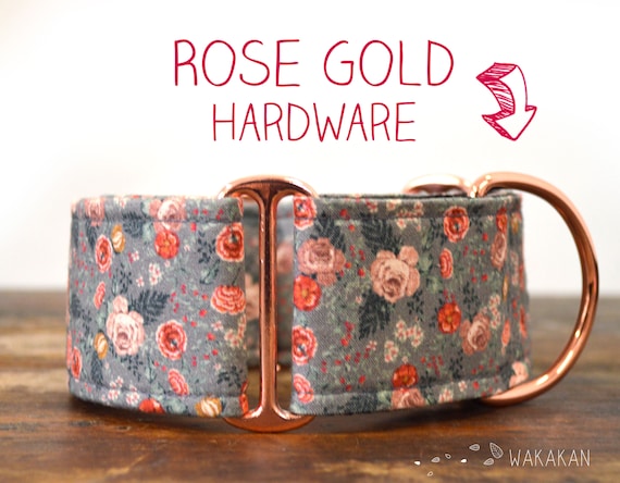 Martingale dog collar model Antique Roses. Adjustable and handmade with 100% cotton fabric. Flowers, Spring Wakakan