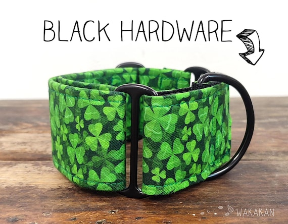 Martingale dog collar model Lucky Shamrock. Adjustable and handmade with 100% cotton fabric. Saint Patrick's Day, Wakakan