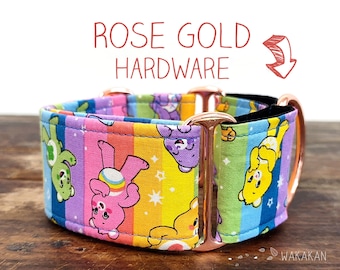 Martingale dog collar model Rainbow Bears. Adjustable and handmade with 100% cotton fabric. Colorful. Wakakan