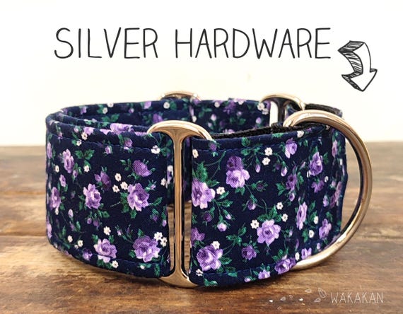 Martingale dog collar model Bed of Roses. Adjustable and handmade with 100% cotton fabric. Spring flowery design. Wakakan