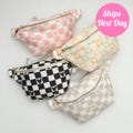 Jumbo Fanny Pack; Disney Black and White Check, Nylon, Disneyland Accessory, Colored Checkered, Belt Bag