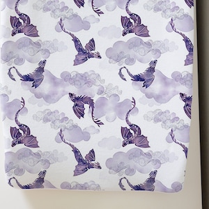 Nursery Bedding - Dragon Fire Purple with Clouds