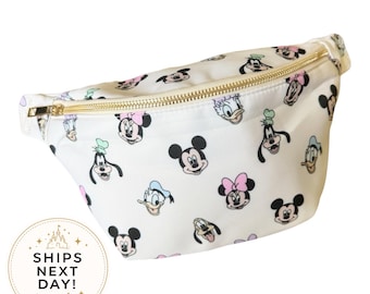 Jumbo Fanny Pack; Cream Fab Five, Disney, Nylon, Disneyland Accessory, Belt Bag, Magic Kingdom