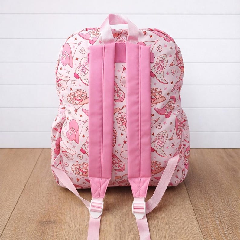 Kids Pink Rodeo Cowgirl Backpack, Chenille Letter Customization, 16 ...