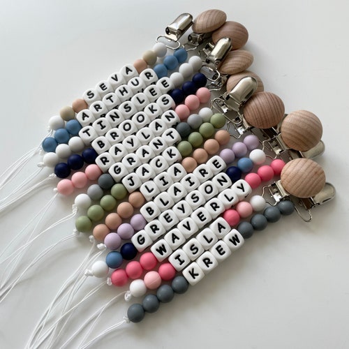 More Colors Personalized Name Pacifier Clip Personalized Kids Etsy