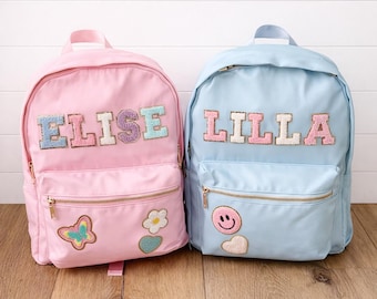 Personalized Kids Backpack and Lunch Box Set, Chenille Letter Patches