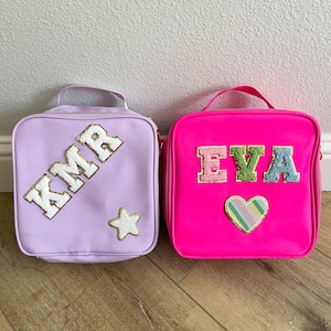 Personalized Kids Nylon Lunch Pale, Chenille Letters, Customize, Back to School