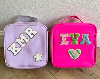 Personalized Kids Nylon Lunch Pale, Chenille Letters, Customize, Back to School